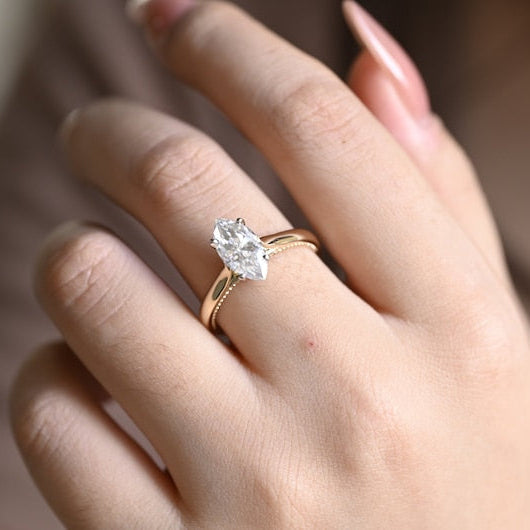 2.0 CT Marquise Solitaire Moissanite Engagement Ring