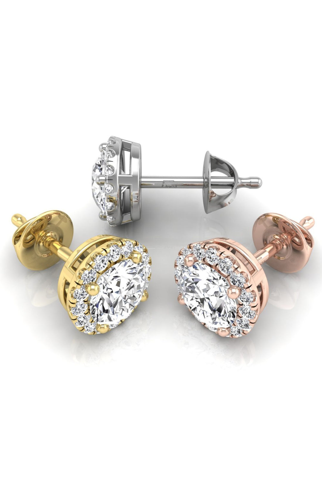 1.10 TCW Round Cut Halo Stud Moissanite Earrings