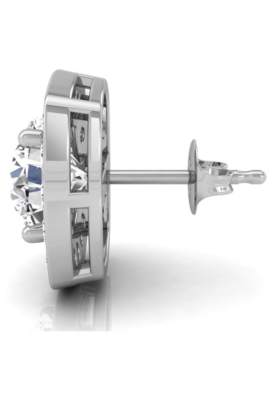 5 TCW Round Cut Halo Stud Moissanite Earrings