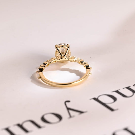 2.0 CT Oval Pave Moissanite Engagement Ring