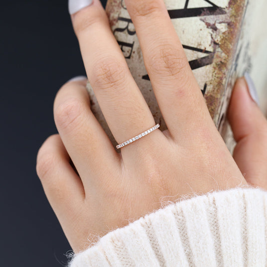 0.14 TCW Round Half Eternity Moissanite Wedding Band