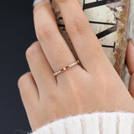 0.15 TCW Round Milgrain Moissanite Wedding Band