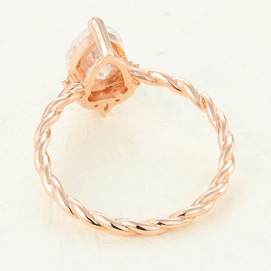 0.9 CT Pear Shaped Moissanite Engagement Ring In Cluster Design