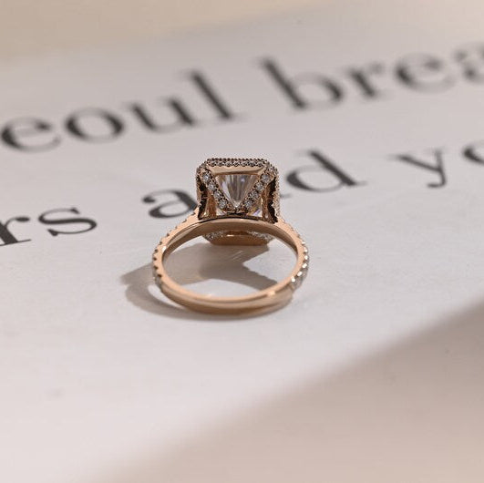 2.0 CT Radiant Pave & Halo Moissanite Engagement Ring