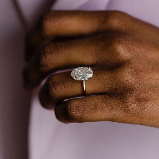 4.9 CT Oval Hidden Halo Moissanite Engagement Ring