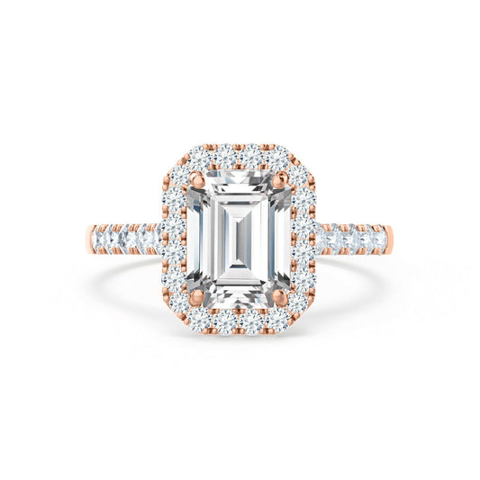 1.01 CT Emerald Halo & Pave Moissanite Engagement Ring