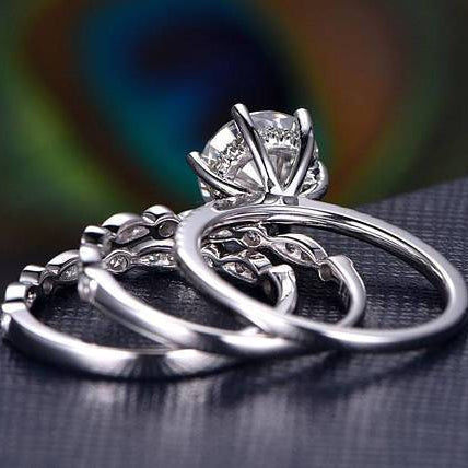 2 CT Round Pave Moissanite Bridal Set
