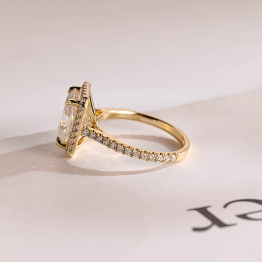 2.5 CT Radiant Pave & Halo Moissanite Engagement Ring