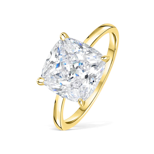 3.5 CT Cushion Hidden Halo Moissanite Engagement Ring
