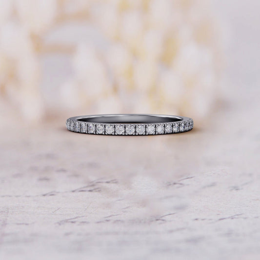0.40 TCW Round Moissanite Half Eternity Wedding Band - farrellouise