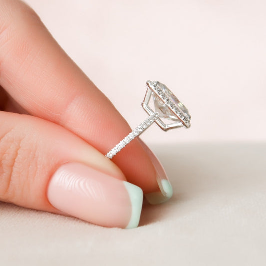 5 CT Radiant Halo & Pave Moissanite Engagement Ring