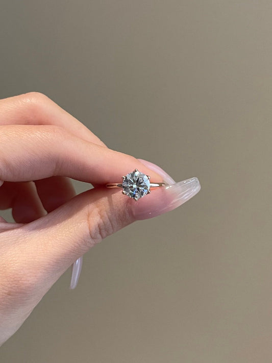 2 CT Round Shaped Moissanite Engagement Ring In Solitaire Design