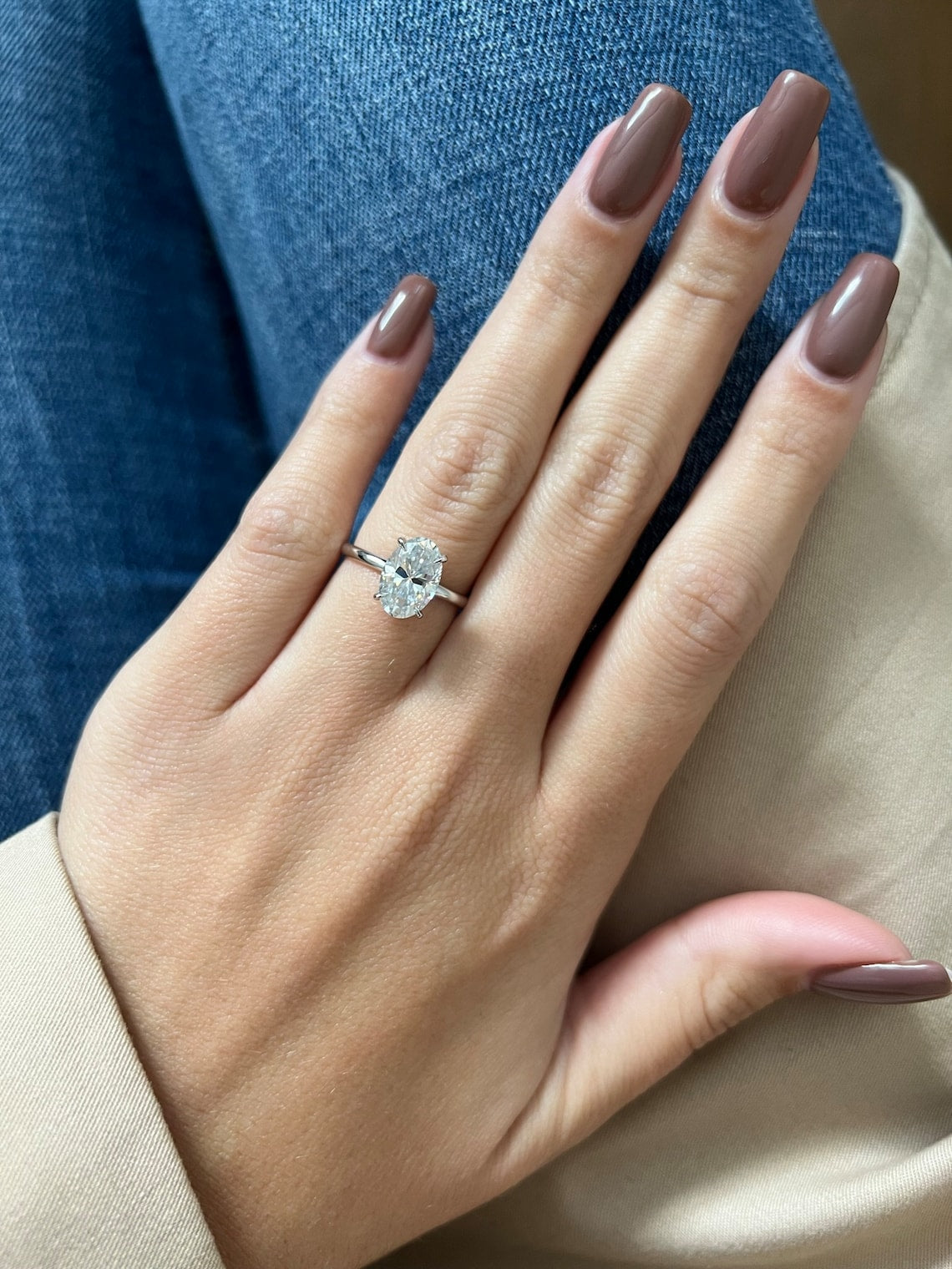 2.0 CT Oval Moissanite Solitaire Engagement Ring - farrellouise