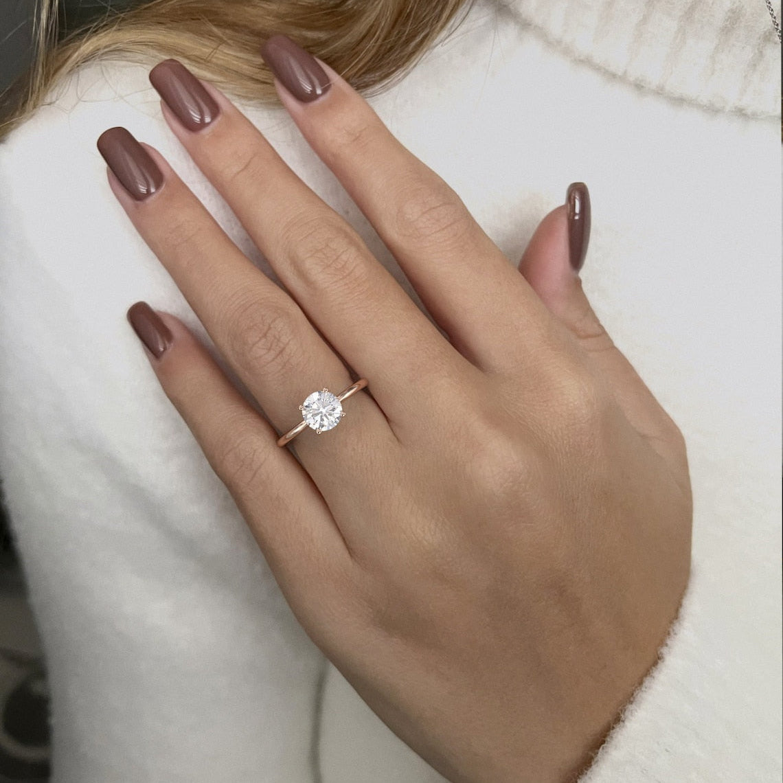 Solitaire Engagement Ring Featuring 1.3 CT Round Moissanite