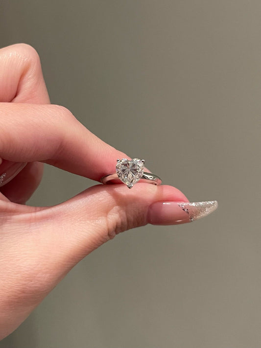 2 CT Heart Shaped Moissanite Engagement Ring In Solitaire Design