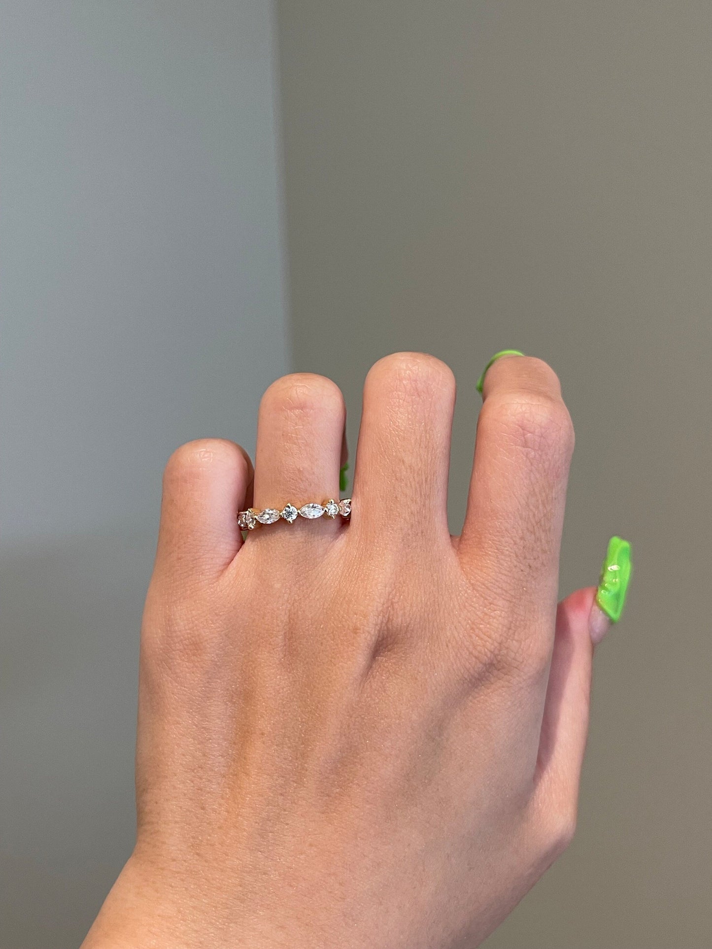 0.30 TCW Marquise, Round Shaped Moissanite Wedding Band