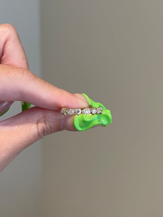 0.30 TCW Marquise, Round Shaped Moissanite Wedding Band