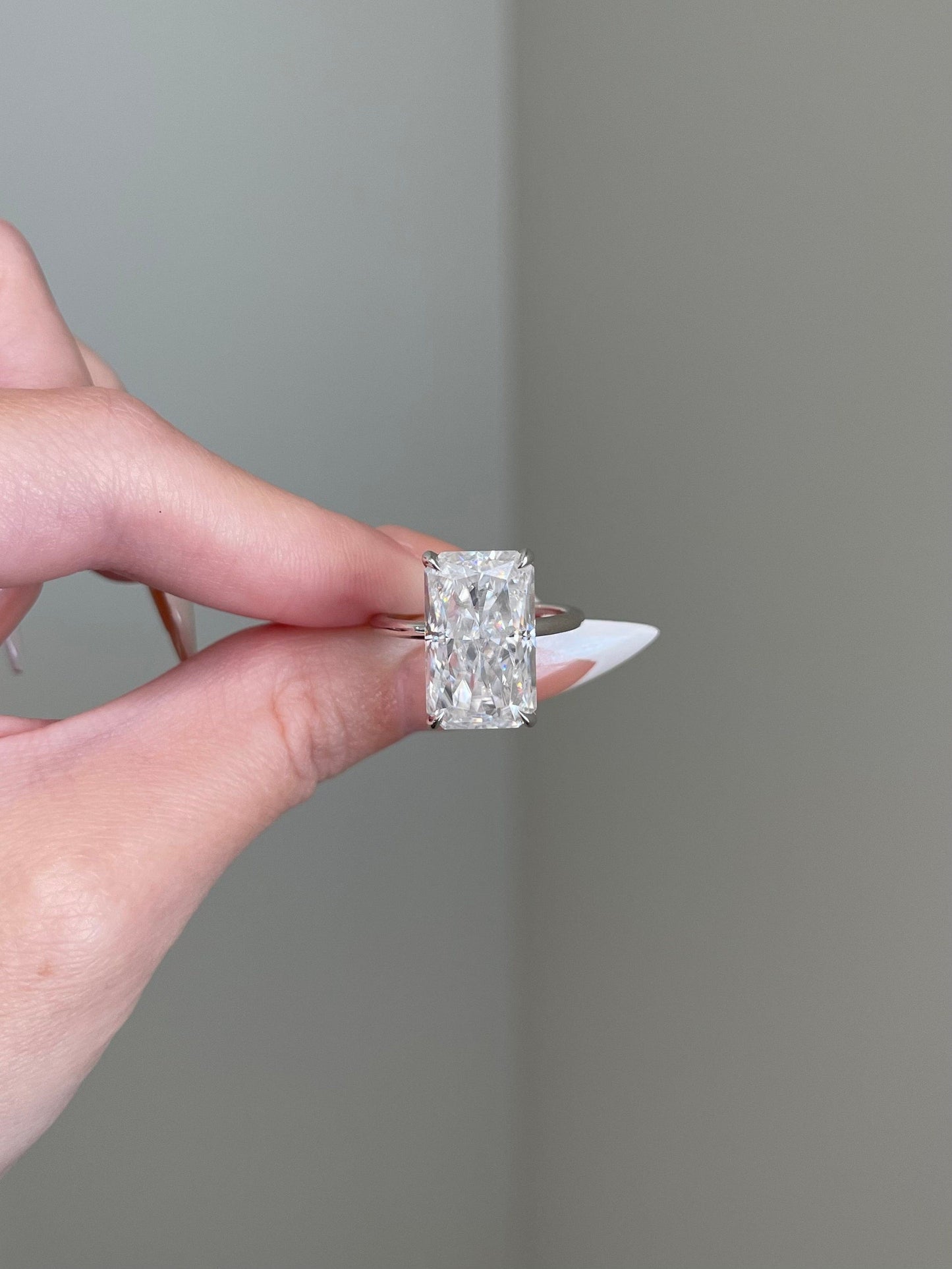 10.0 CT Radiant Shaped Moissanite Engagement Ring In Hidden Halo Design