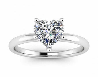 1.5 CT Heart Shaped Moissanite Cluster Engagement Ring