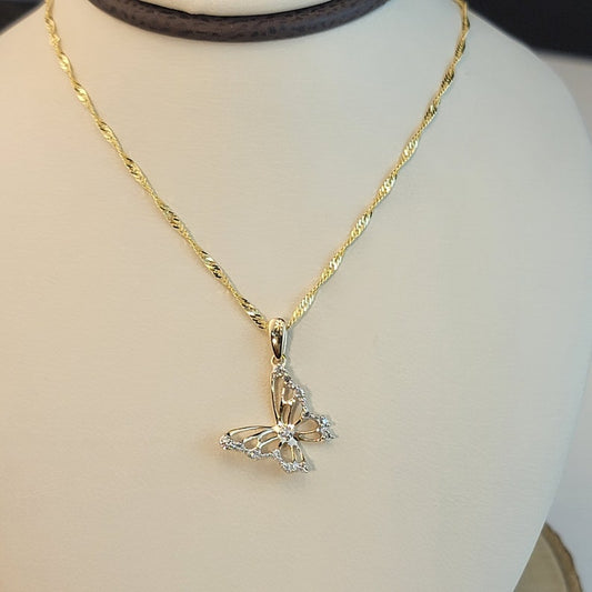 0.03 Carats Round Moissanite Butterfly Necklace