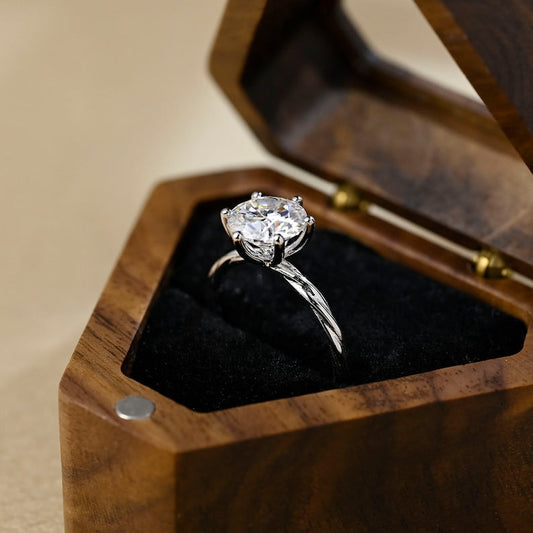 1 CT Round Solitaire & Twisted Shank Moissanite Engagement Ring