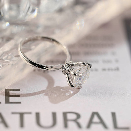 2 CT Round Hidden Halo Moissanite Engagement Ring
