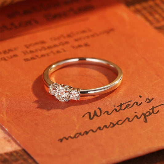 1 CT Round Three Stone Moissanite Engagement Ring