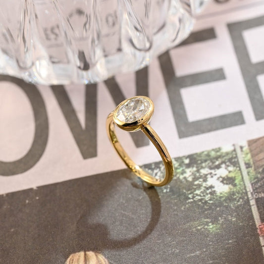 1 CT Oval Bezel Moissanite Engagement Ring