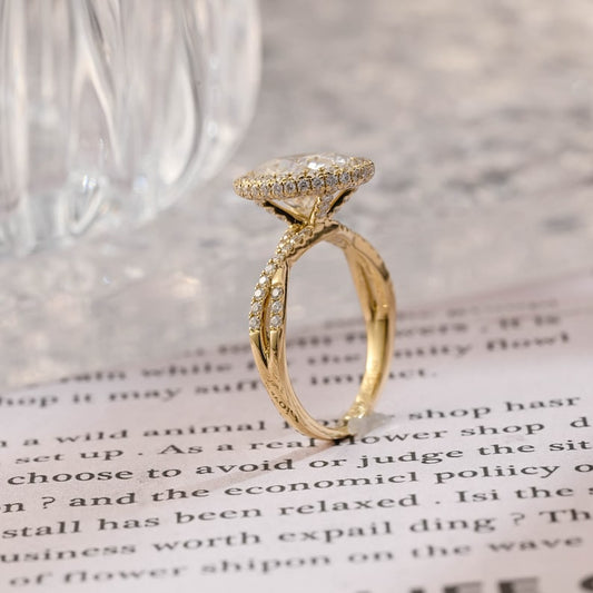 3 CT Oval Halo & Twisted Pave Moissanite Engagement Ring