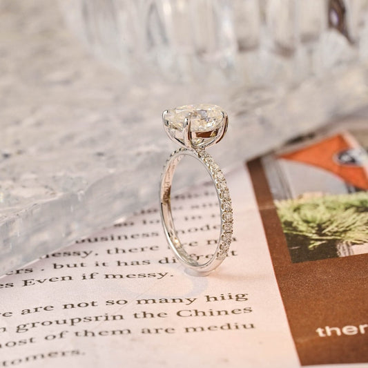 2.5 CT Oval Pave Moissanite Engagement Ring