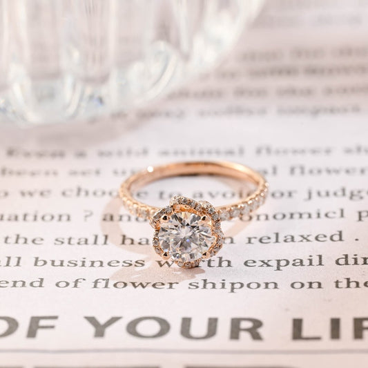 1 CT Round Spiral Pave Moissanite Engagement Ring