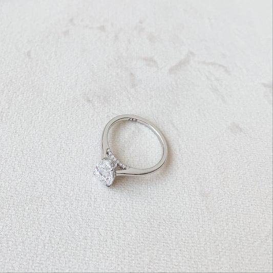 1.5 CT Pear Hidden Halo & Pave Moissanite Engagement Ring