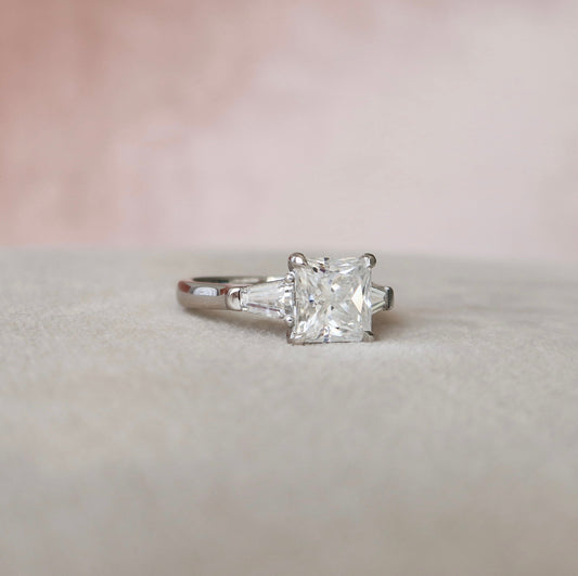 3 CT Princess Three Stone Moissanite Engagement Ring