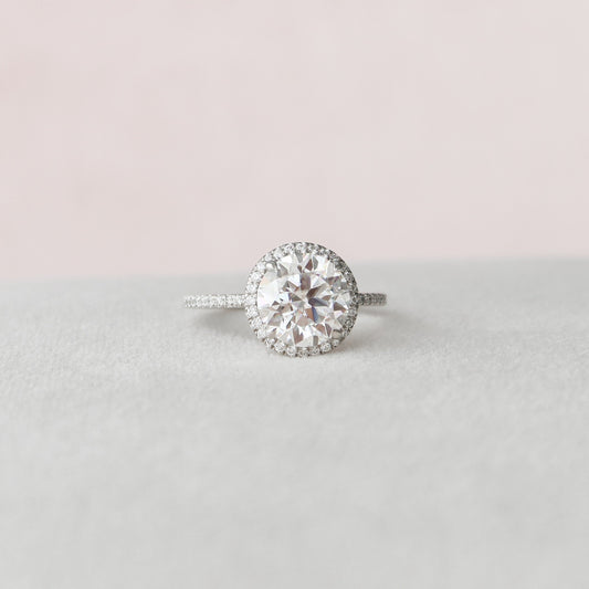 3 CT Round Halo & Pave Moissanite Engagement Ring