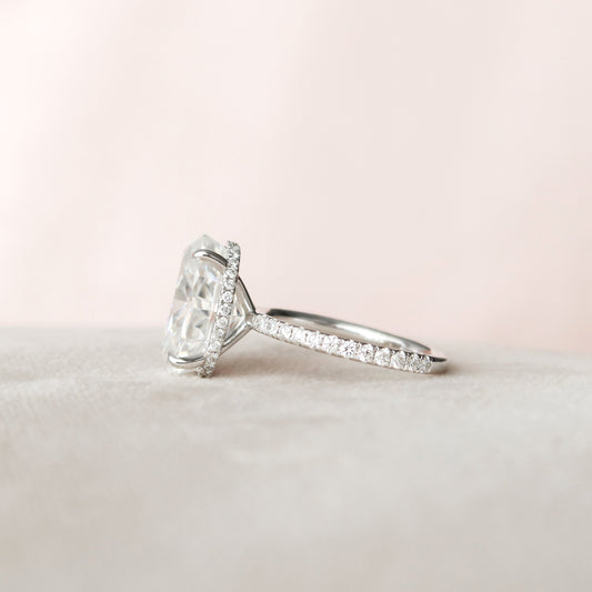 5 CT Oval Hidden Halo & Pave Moissanite Engagement Ring