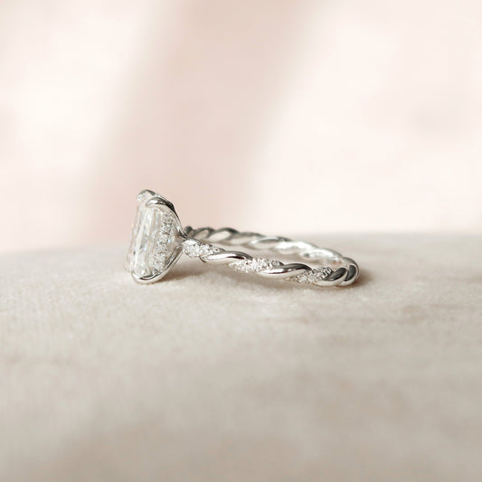 3.5 CT Radiant Hidden Halo & Twisted Pave Moissanite Engagement Ring