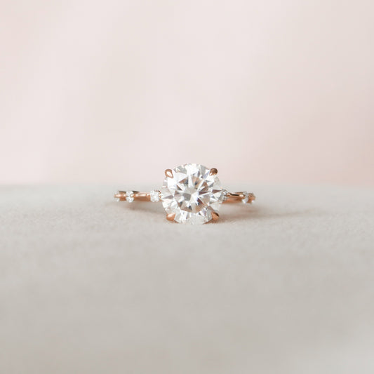 2.5 CT Round Dainty Pave Moissanite Engagement Ring