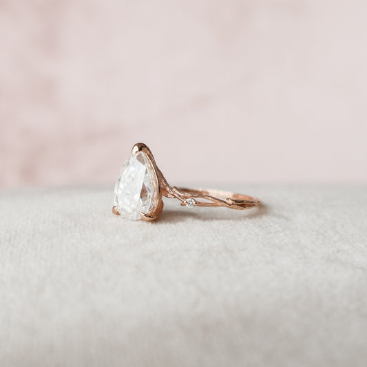 2 CT Pear Twig Pave Moissanite Engagement Ring