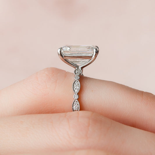 5 CT Emerald Pave Moissanite Engagement Ring