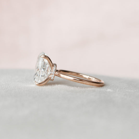 4 CT Oval Hidden Halo Moissanite Engagement Ring