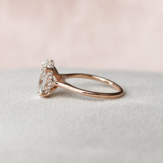 3.5 CT Oval Hidden Halo & Pave Moissanite Engagement Ring