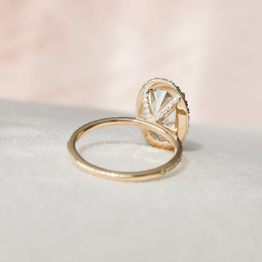 4.5 CT Oval Halo & Pave Moissanite Engagement Ring