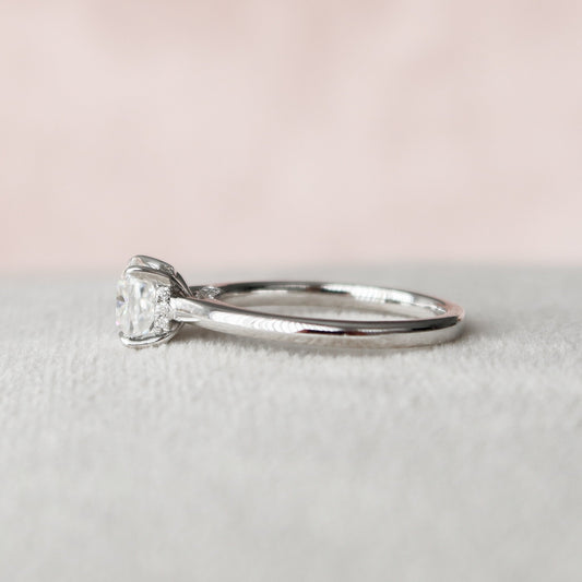 1 CT Cushion Hidden Halo & Pave Moissanite Engagement Ring
