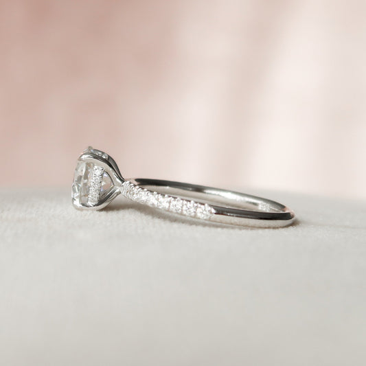 2 CT Round Hidden Halo & Pave Moissanite Engagement Ring