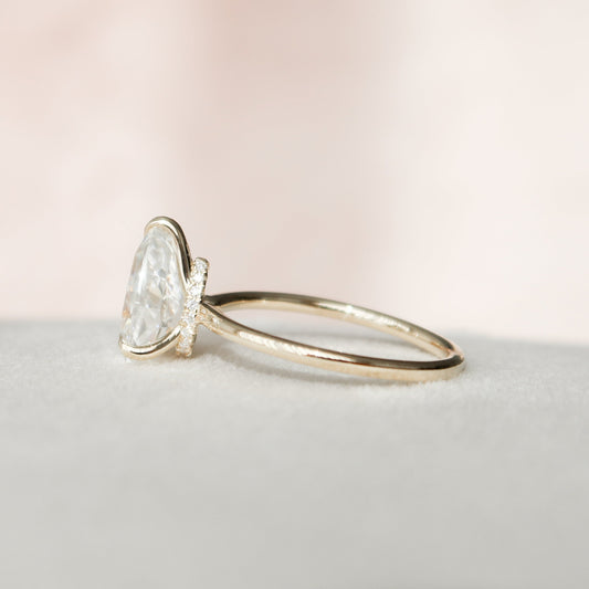 2 CT Pear Hidden Halo Moissanite Engagement Ring