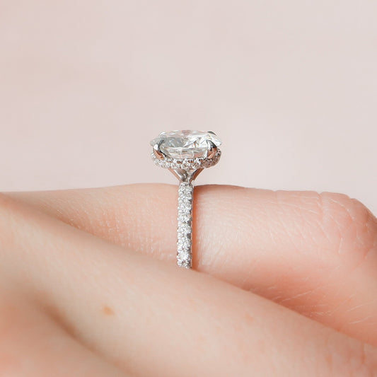 2 CT Round Hidden Halo & Pave Moissanite Engagement Ring