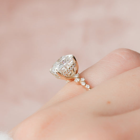 4 CT Cushion Cluster Moissanite Engagement Ring
