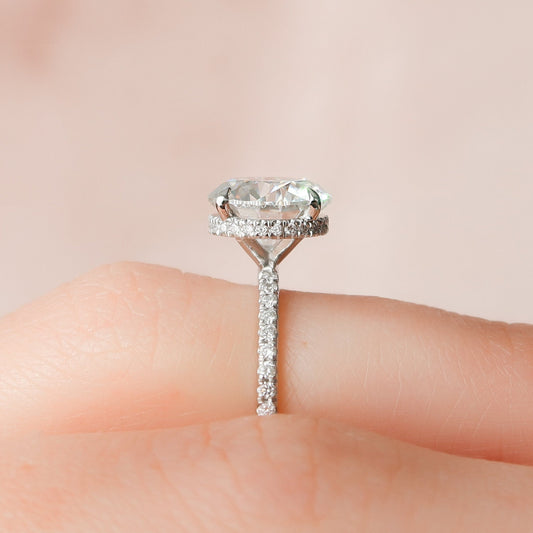 2.5 CT Round Hidden Halo & Pave Moissanite Engagement Ring