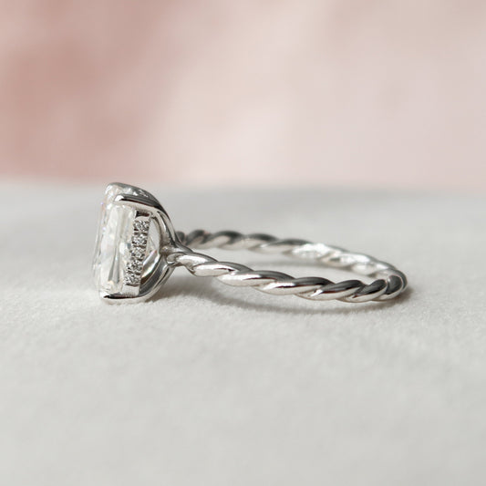2.5 CT Radiant Hidden Halo Moissanite Engagement Ring