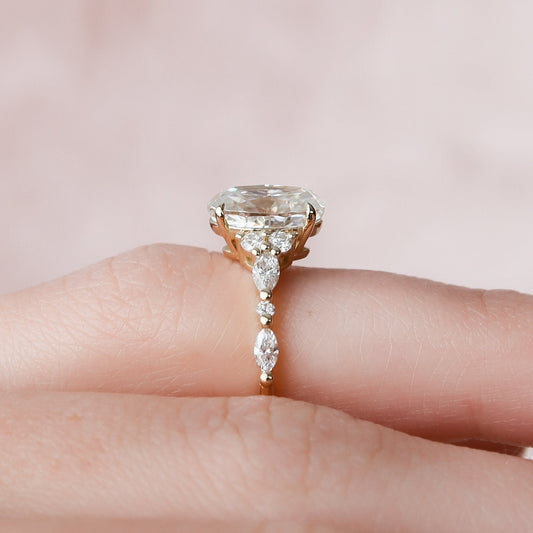 2 CT Oval Cluster Moissanite Engagement Ring
